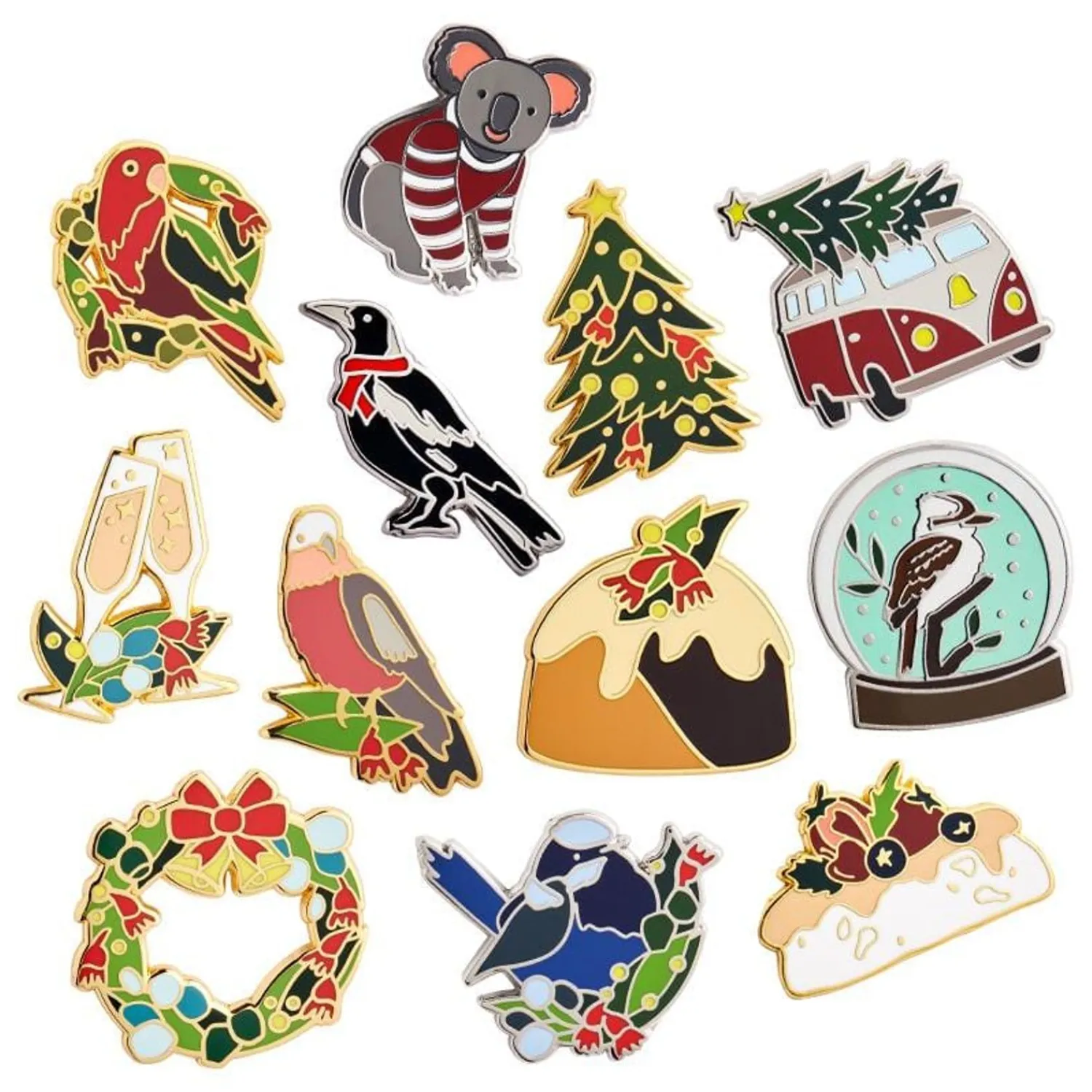 An Australian Christmas Complete Enamel Pin Pack - 12 Piece^Erstwilder Outlet