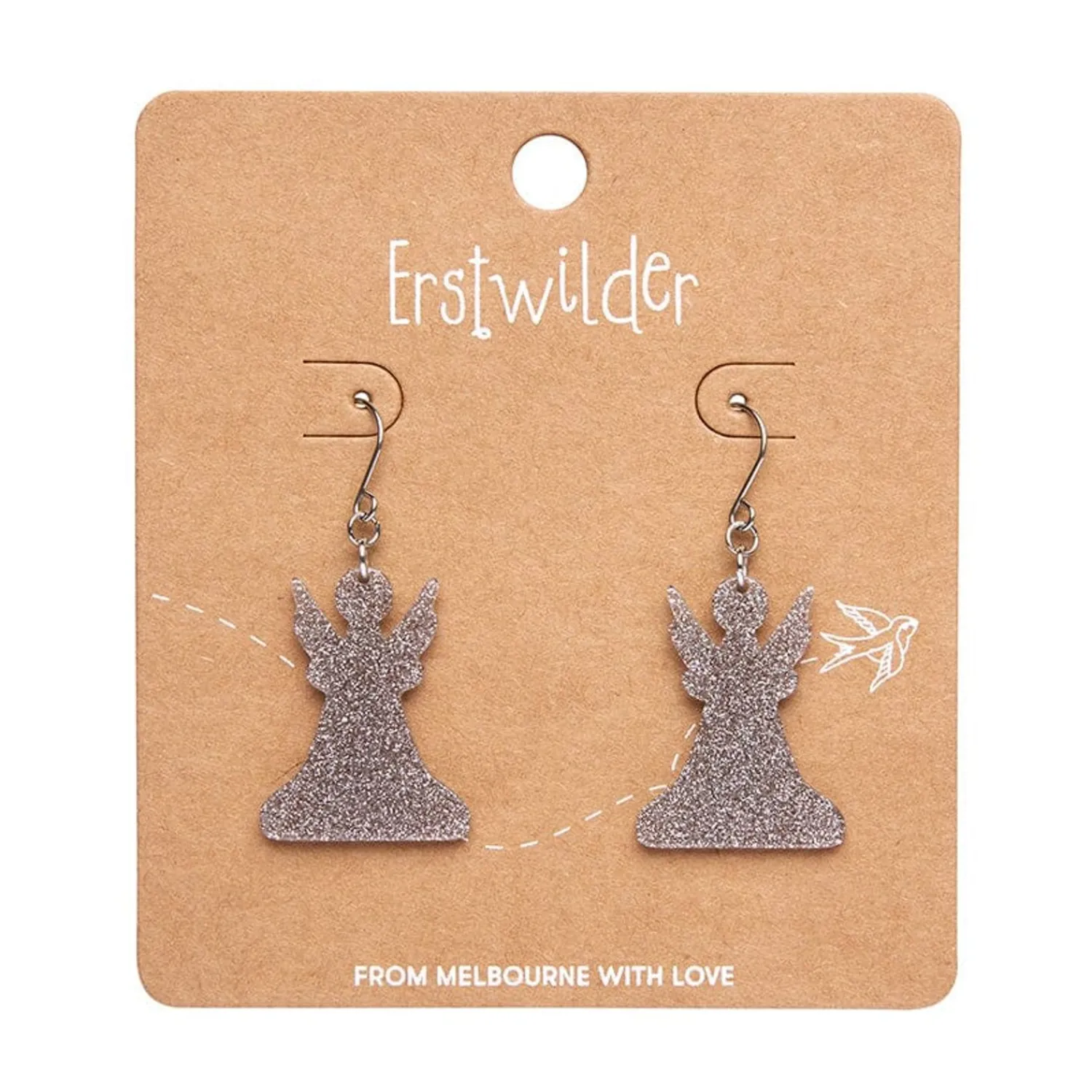 Angel Glitter Drop Earrings - Silver^Erstwilder Hot