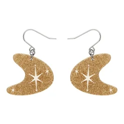 Atomic Boomerang Glitter Drop Earrings - Gold^Erstwilder Online