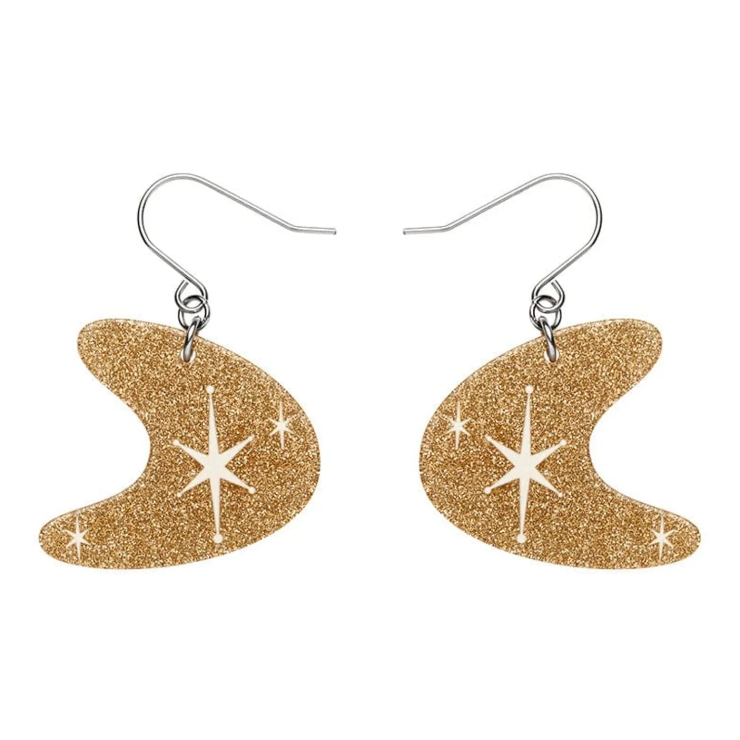 Atomic Boomerang Glitter Drop Earrings - Gold^Erstwilder Online