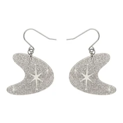 Atomic Boomerang Glitter Drop Earrings - Silver^Erstwilder New