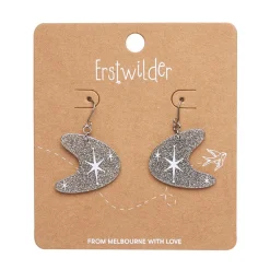 Atomic Boomerang Glitter Drop Earrings - Silver^Erstwilder New