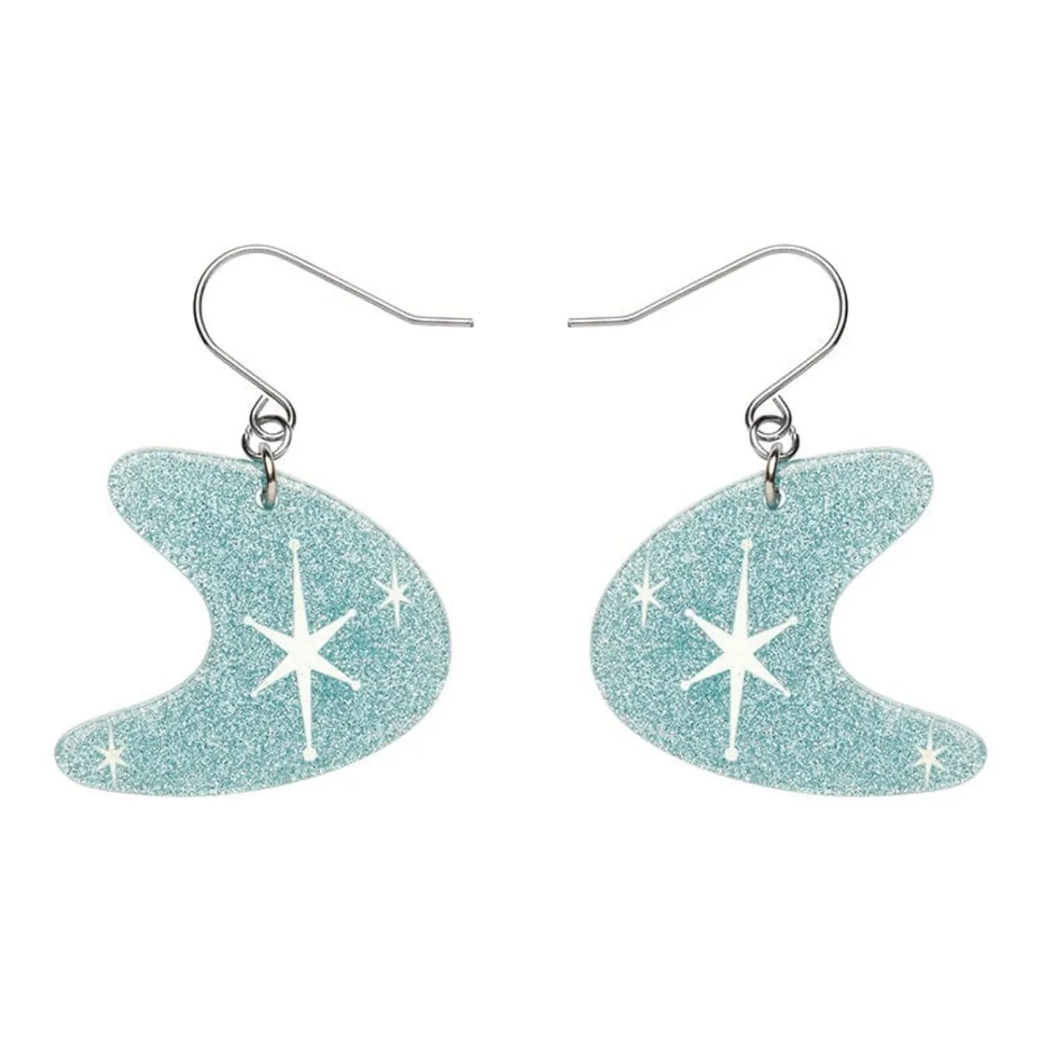 Atomic Boomerang Glitter Drop Earrings - Blue^Erstwilder Best