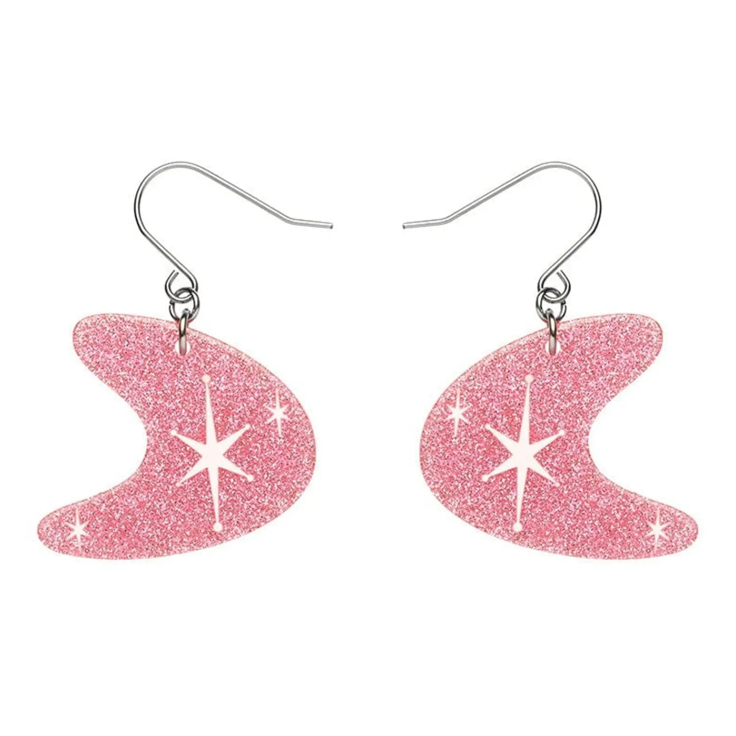 Atomic Boomerang Glitter Drop Earrings - Pink^Erstwilder Best