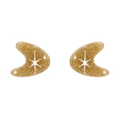 Atomic Boomerang Glitter Stud Earrings - Gold^Erstwilder Hot