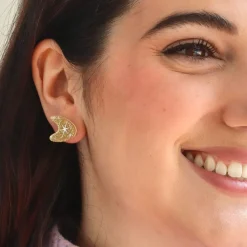 Atomic Boomerang Glitter Stud Earrings - Gold^Erstwilder Hot