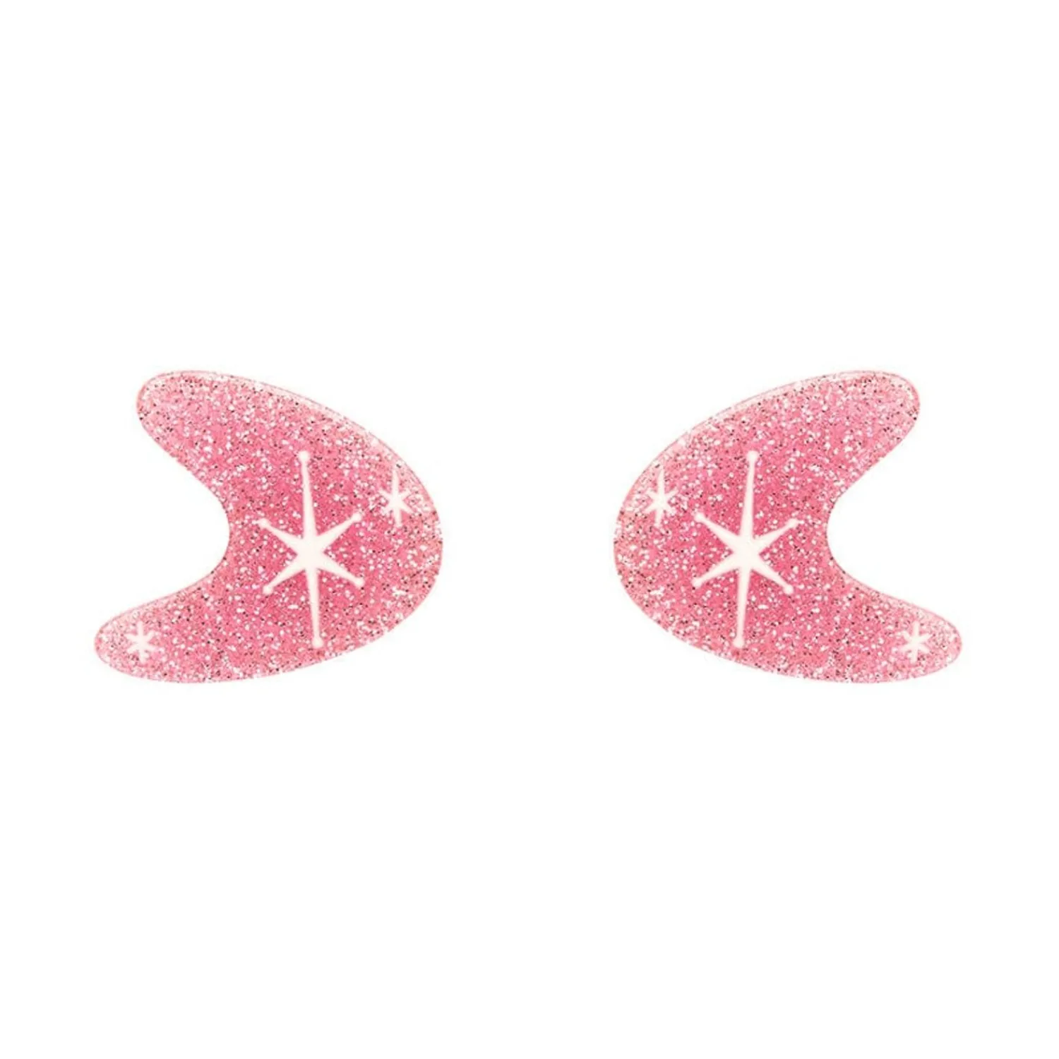 Atomic Boomerang Glitter Stud Earrings - Pink^Erstwilder Online