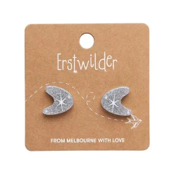 Atomic Boomerang Glitter Stud Earrings - Silver^Erstwilder Outlet