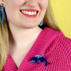 Benevolent Behemoths Blue Whale Brooch^Erstwilder New
