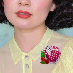 Black Cherry Bounce Brooch^Erstwilder Sale