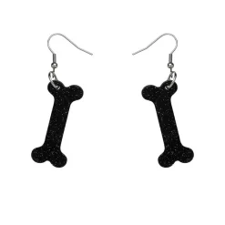 Bones Glitter Resin Drop Earrings - Black^Erstwilder