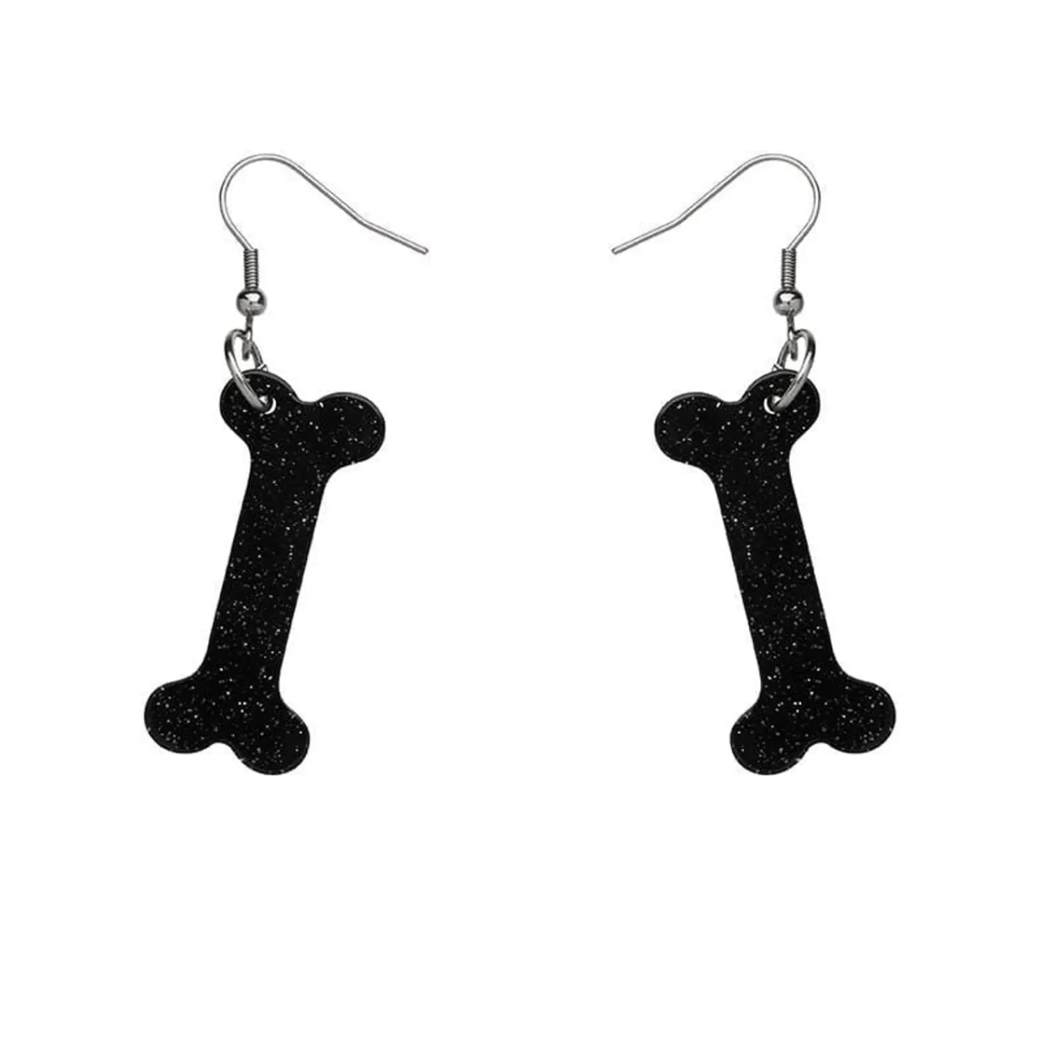 Bones Glitter Resin Drop Earrings - Black^Erstwilder