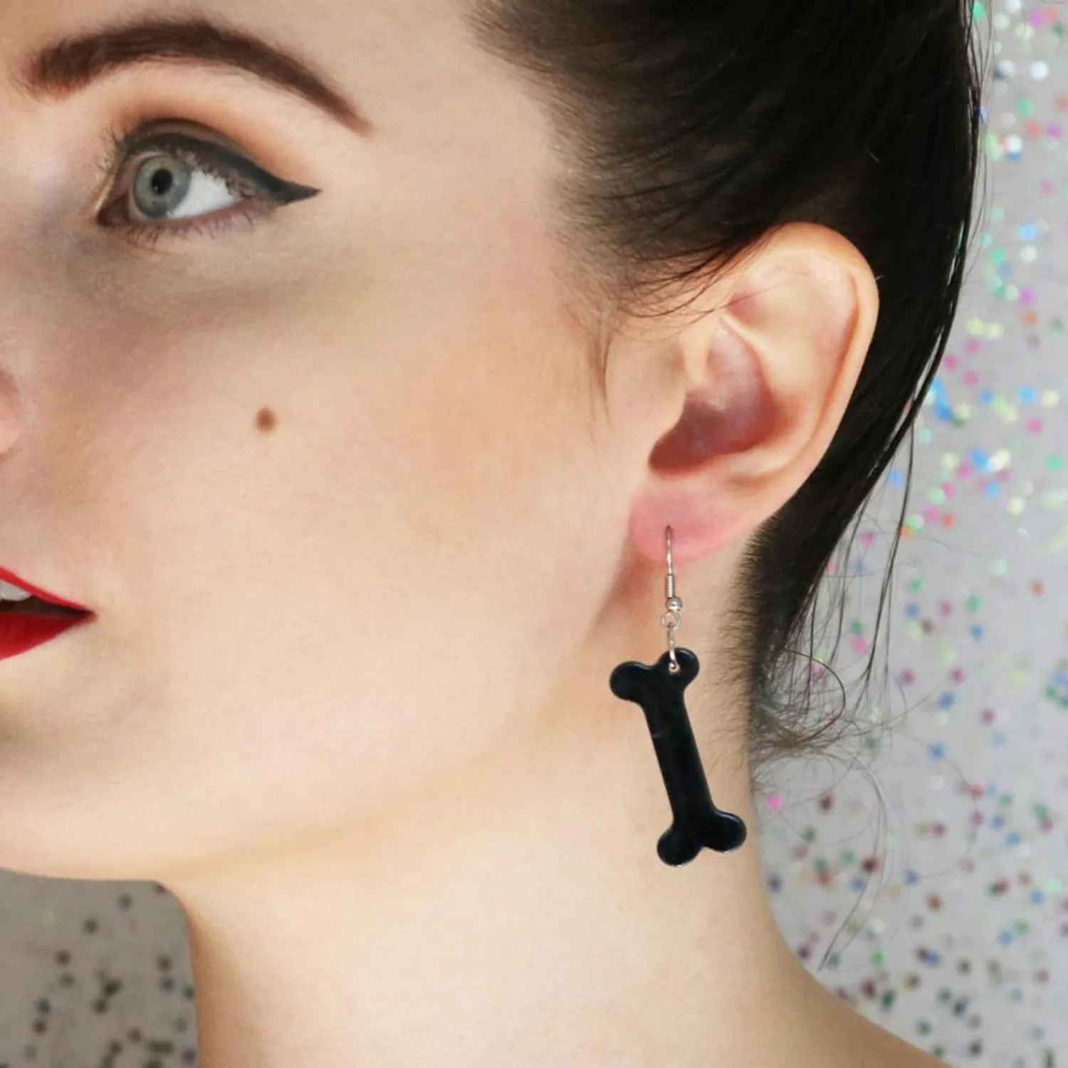Bones Ripple Resin Drop Earrings - Black^Erstwilder Discount