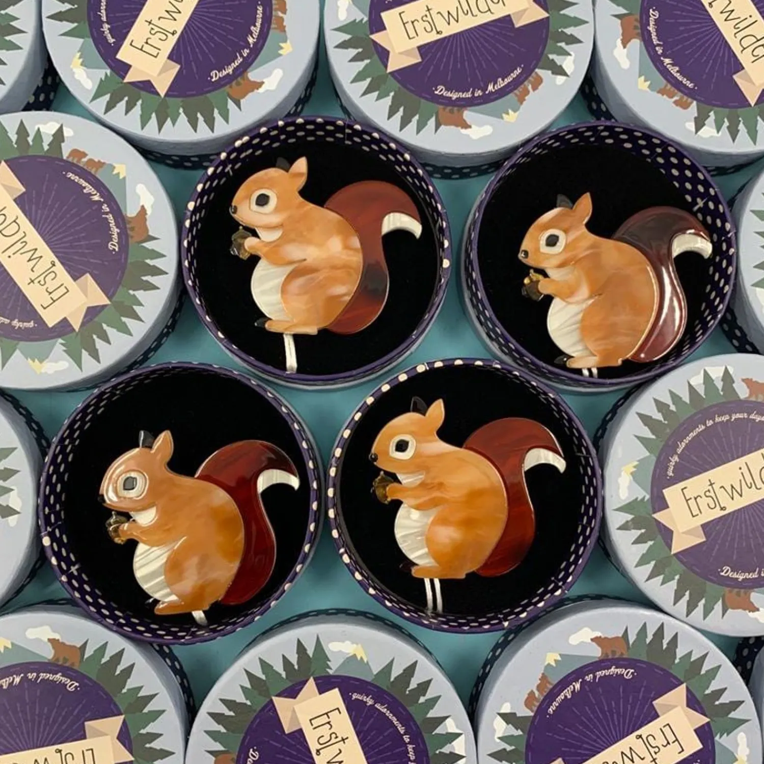 Bright-Eyed And Bushy Tailed Brooch^Erstwilder Clearance