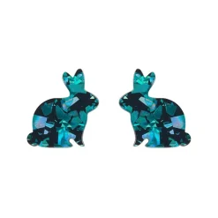 Bunny Chunky Glitter Resin Stud Earrings - Green^Erstwilder Sale