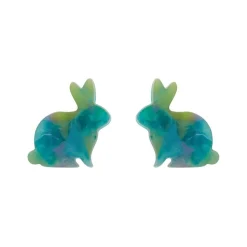 Bunny Mottled Resin Stud Earrings - Green^Erstwilder Clearance