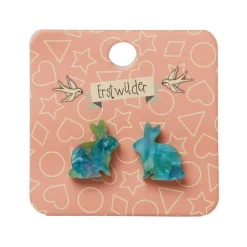 Bunny Mottled Resin Stud Earrings - Green^Erstwilder Clearance