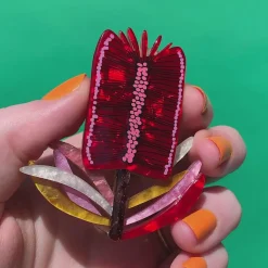 Burgundy Brush Brooch^Erstwilder Discount