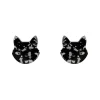 Cat Head Chunky Glitter Resin Stud Earrings - Silver^Erstwilder Outlet