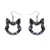 Cat Head Chunky Glitter Resin Drop Earrings - Purple^Erstwilder New