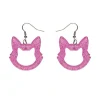 Cat Head Glitter Resin Drop Earrings - Pink^Erstwilder Sale