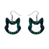 Cat Head Lava Resin Drop Earrings - Green^Erstwilder New
