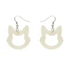 Cat Head Ripple Resin Drop Earrings - White^Erstwilder