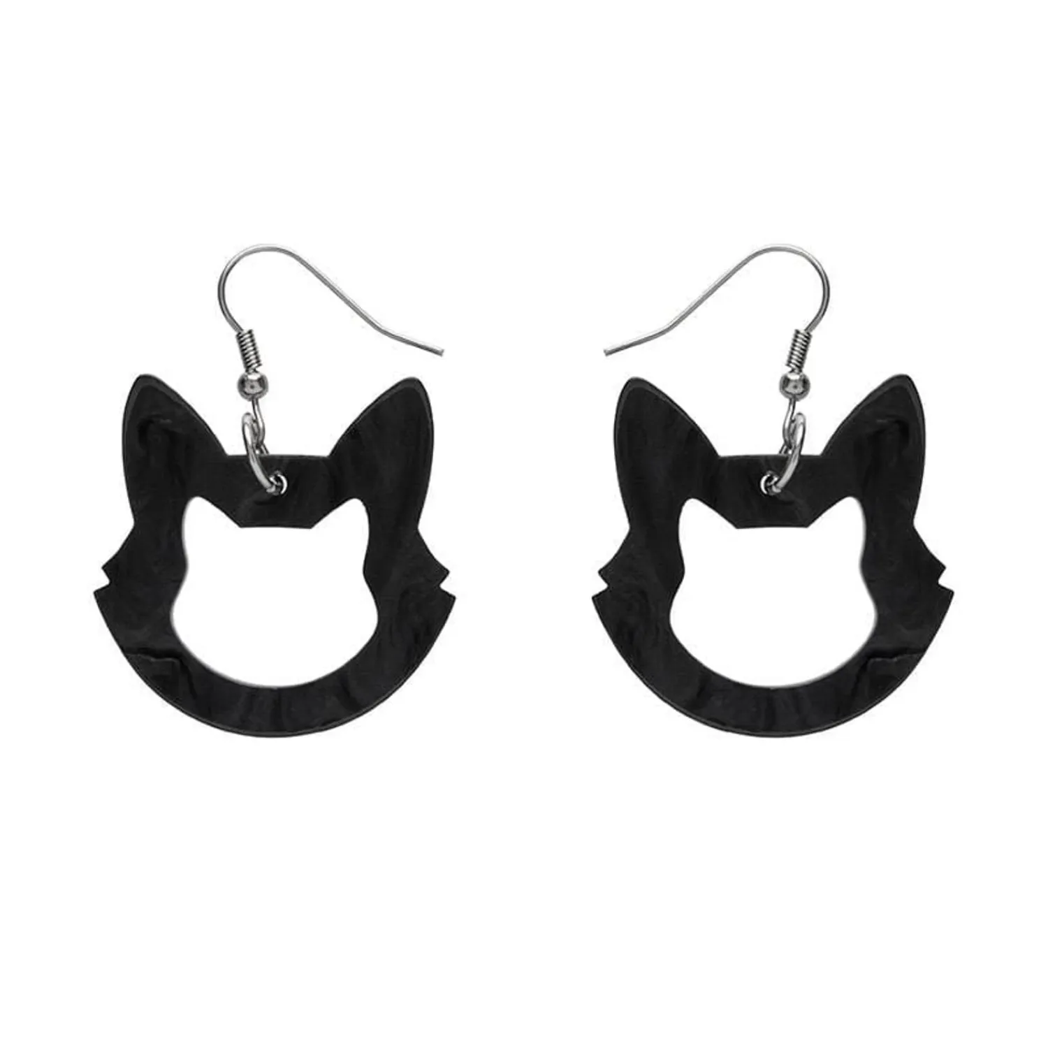 Cat Head Ripple Resin Drop Earrings - Black^Erstwilder Hot