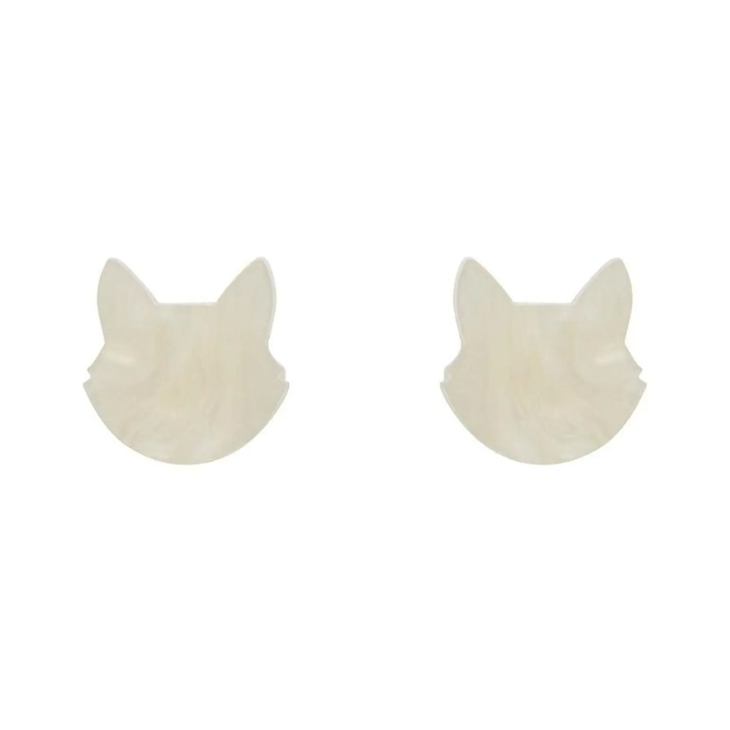 Cat Head Ripple Resin Stud Earrings - White^Erstwilder Clearance