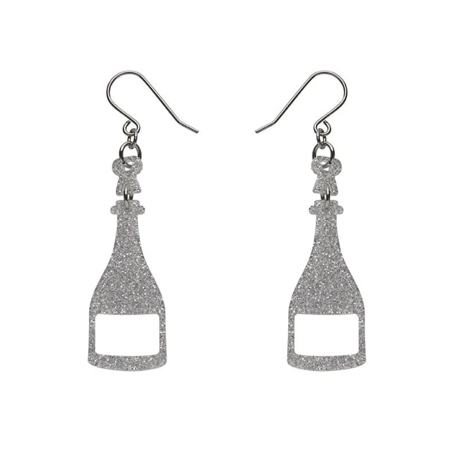 Champagne Glitter Drop Earrings - Silver^Erstwilder Outlet