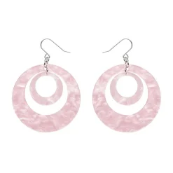 Double Hoop Ripple Drop Earrings - Pink^Erstwilder Best