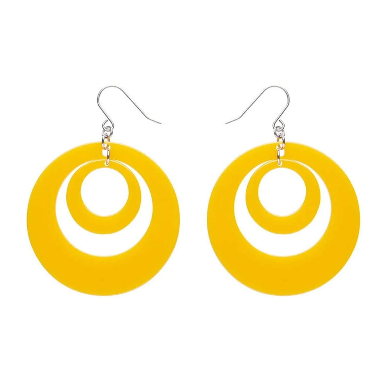 Double Hoop Solid Drop Earrings - Yellow^Erstwilder New