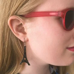 Eiffel Tower Glitter Resin Drop Earrings - Black^Erstwilder Online