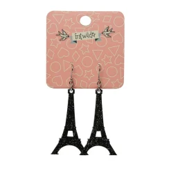 Eiffel Tower Glitter Resin Drop Earrings - Black^Erstwilder Online