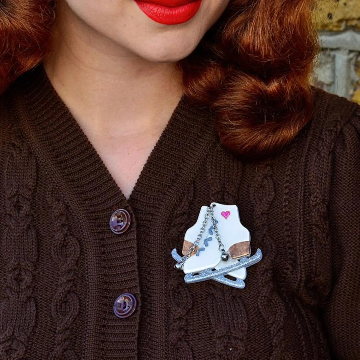Glitter And Glide Skates Brooch^Erstwilder Sale
