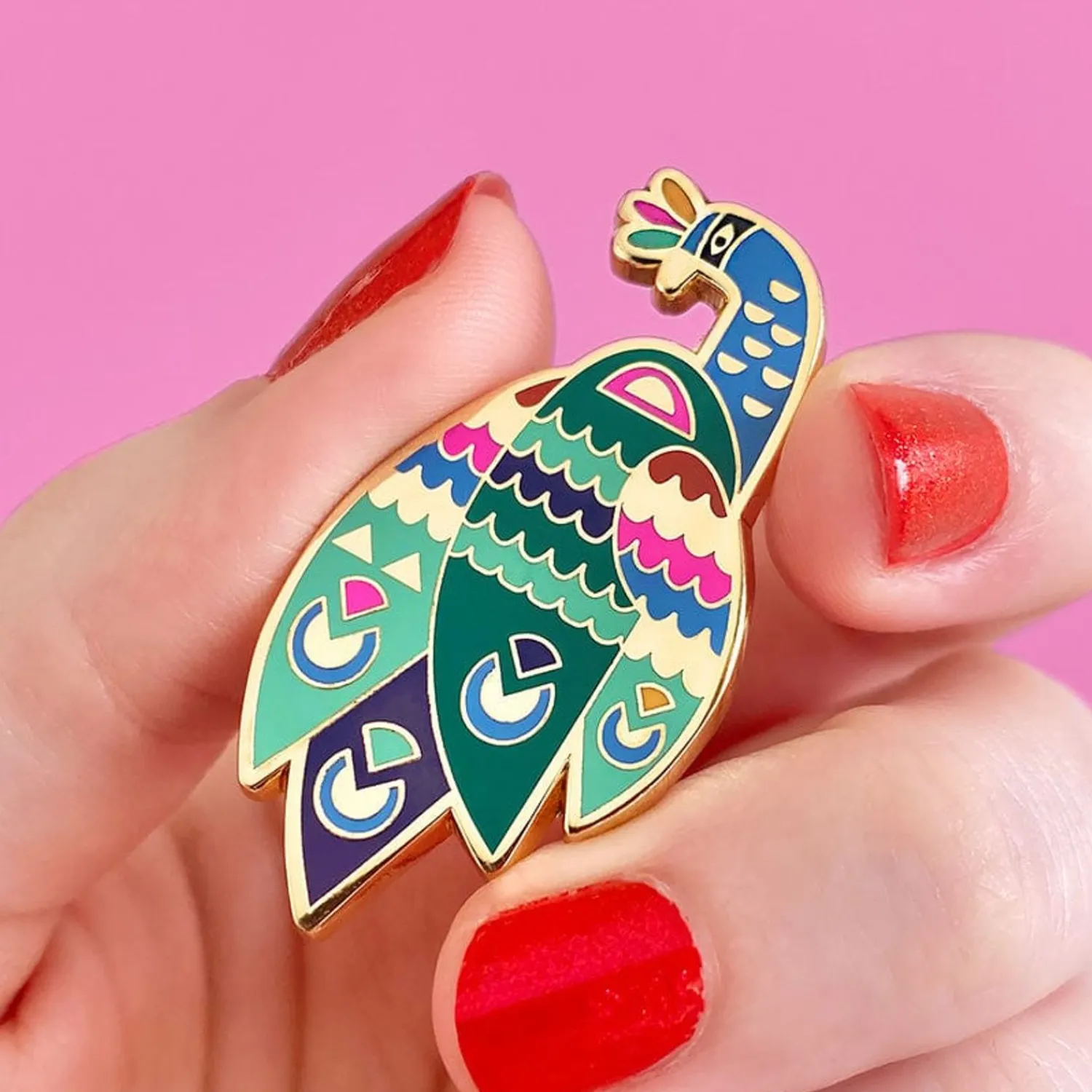 Good Tidings Peacock Enamel Pin^Erstwilder Sale
