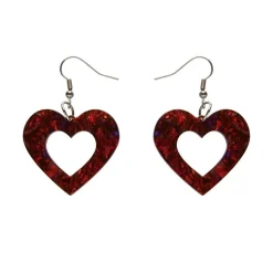Heart Lava Resin Drop Earrings - Red^Erstwilder