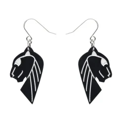Jaguar Solid Black Resin Drop Earrings - Silver^Erstwilder Hot