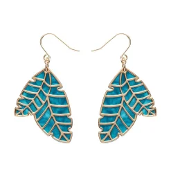 Leaf Textured Emerald Resin Drop Earrings - Gold^Erstwilder Online