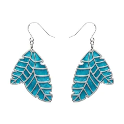 Leaf Textured Emerald Resin Drop Earrings - Silver^Erstwilder Hot