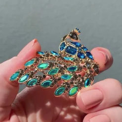 Le Peacock Royal Stone Set Crystal Brooch^Erstwilder