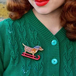 Little Red The Puppy Sled Brooch^Erstwilder Online