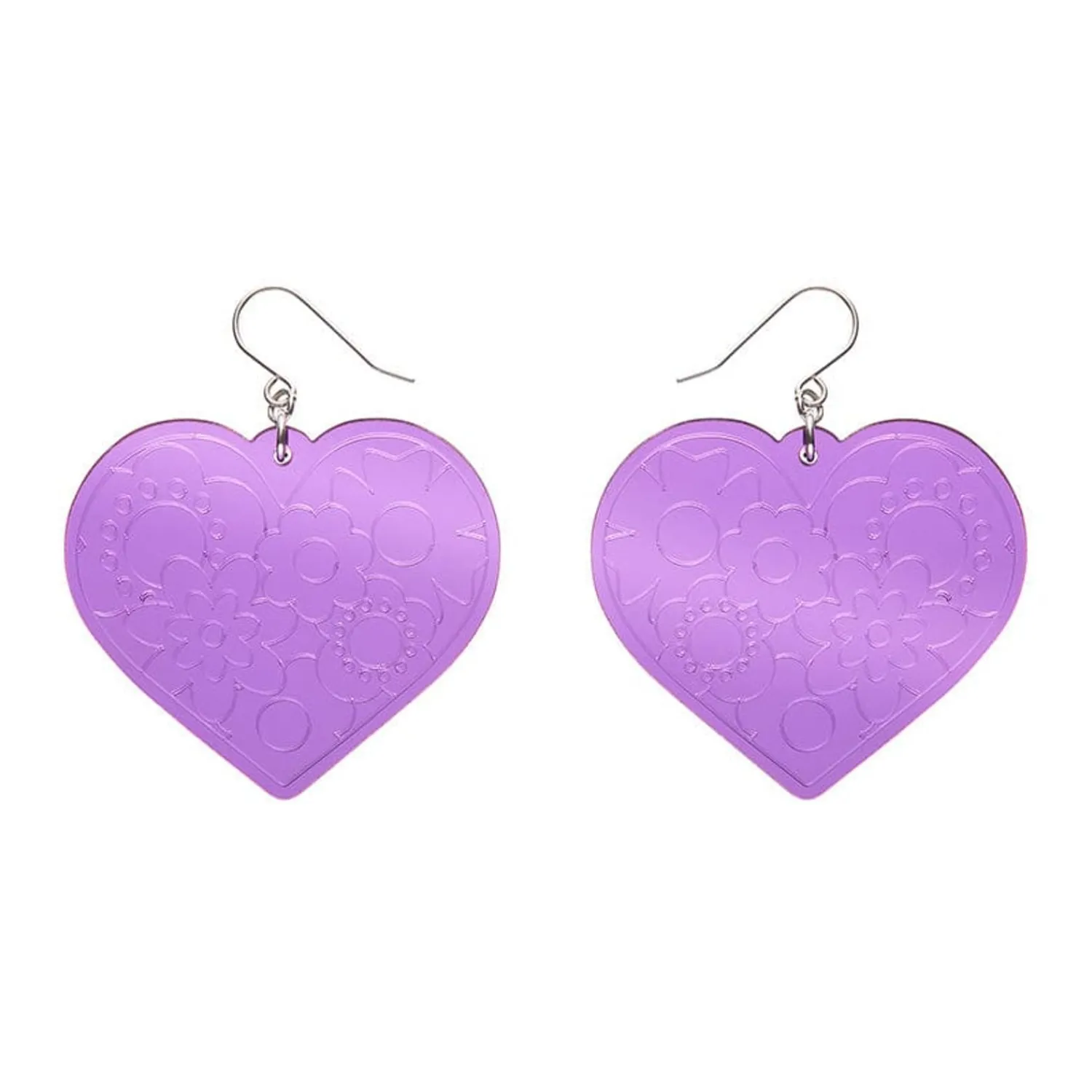 Love Heart Mirror Drop Earrings - Purple^Erstwilder New