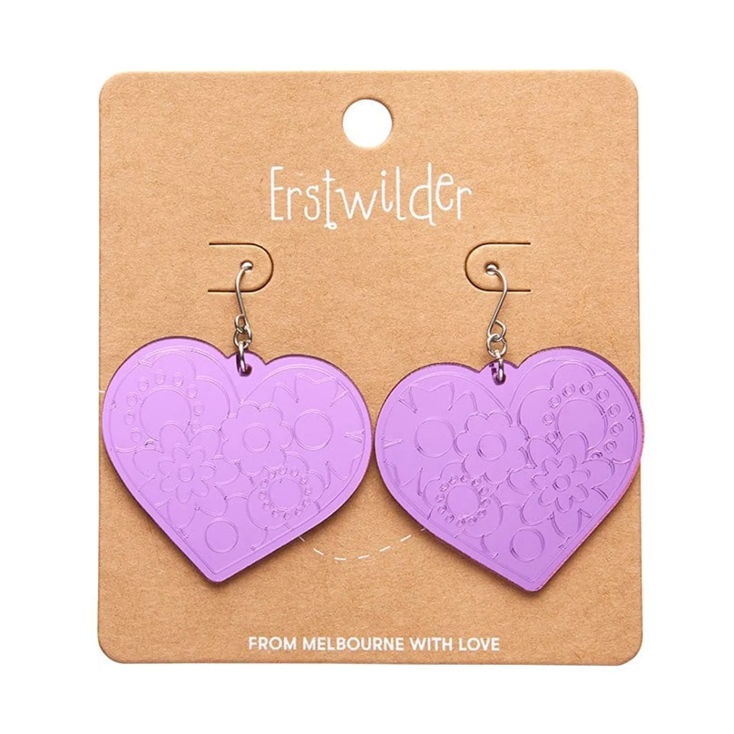 Love Heart Mirror Drop Earrings - Purple^Erstwilder New