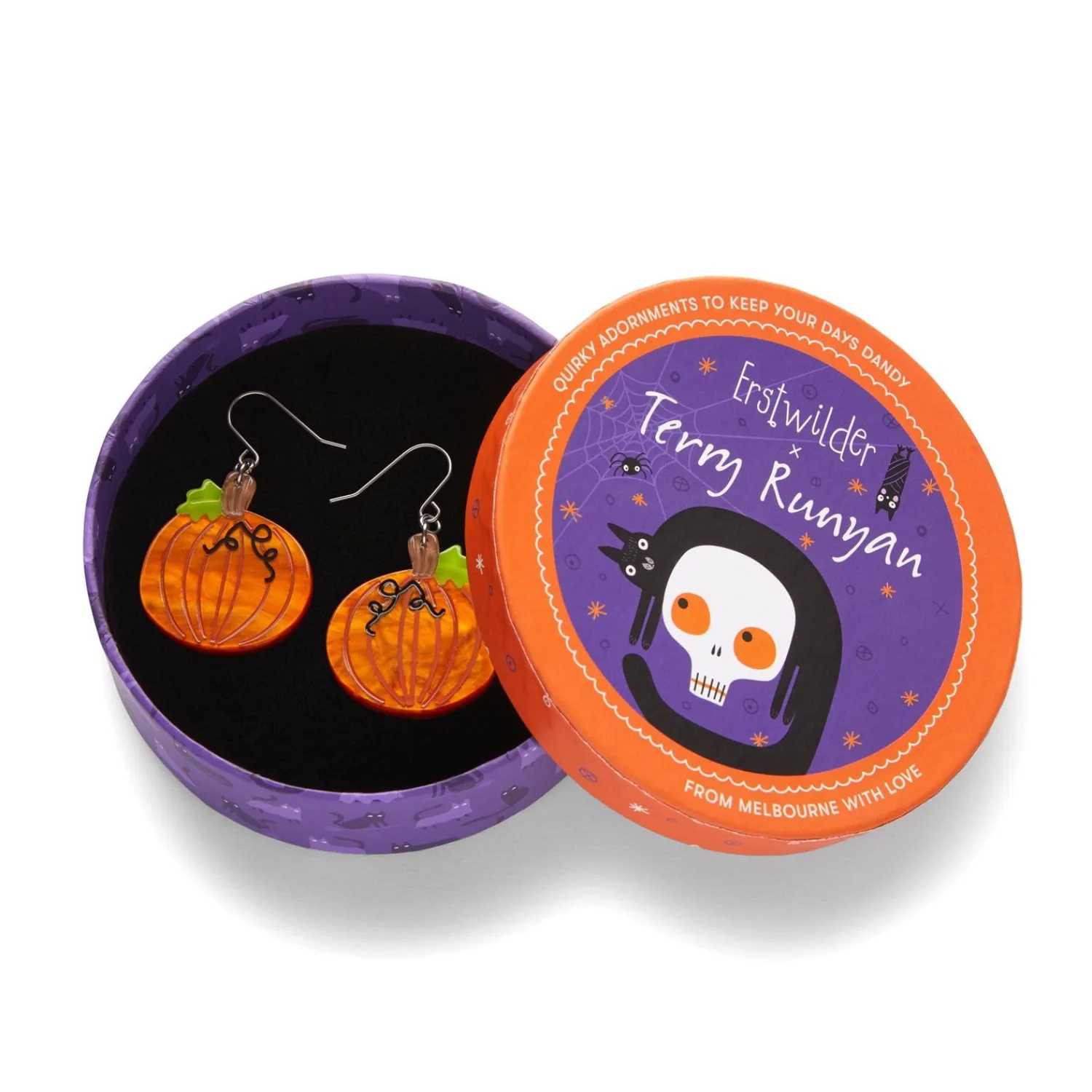 Midnight Magic Pumpkin Drop Earrings^Erstwilder