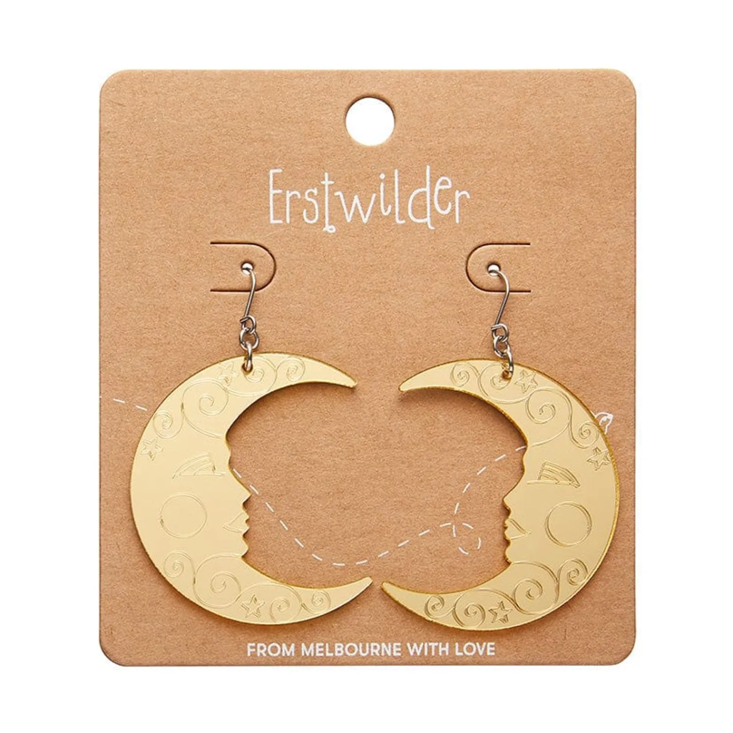 Moon Mirror Drop Earrings - Gold^Erstwilder Discount