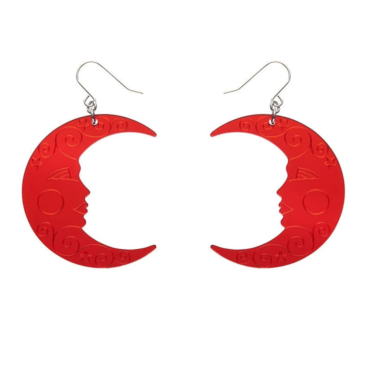 Moon Mirror Drop Earrings - Red^Erstwilder