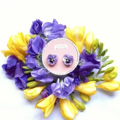 On Sleeping Eyelids Pansy Earrings^Erstwilder Best