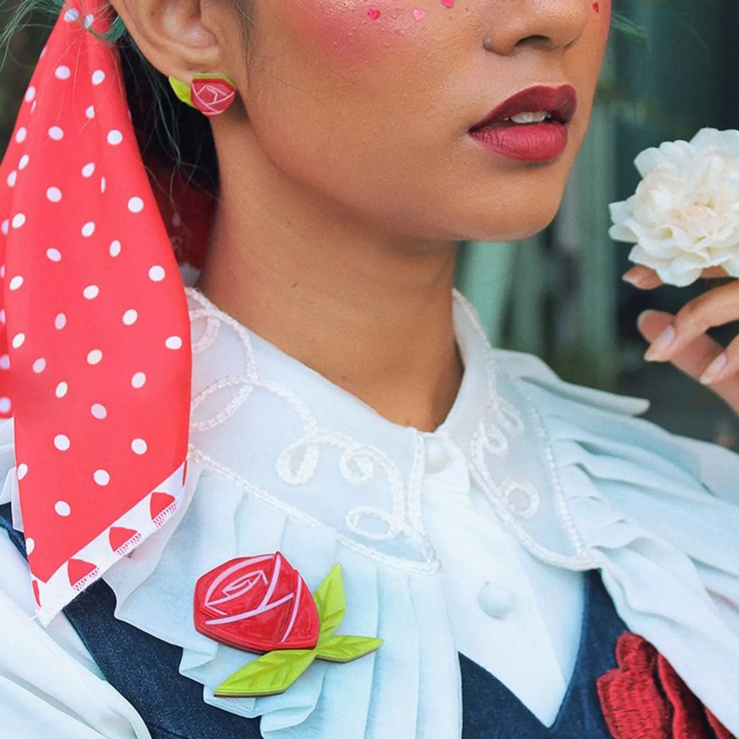 Painted Rose Brooch^Erstwilder Sale