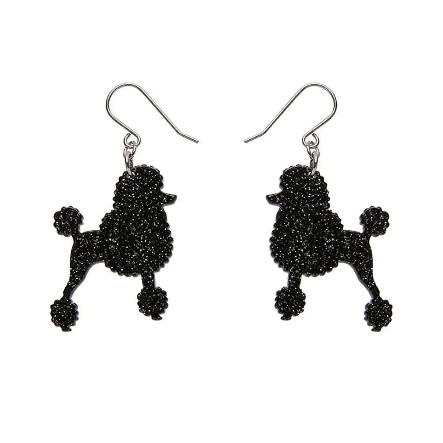 Poodle Glitter Hook Drop Earrings - Black^Erstwilder Sale